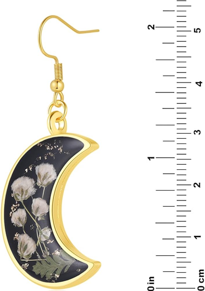 AUNTESIGN Store Forget-Me-Not and Queen Anne's Lace Pressed Wildflower Earrings | Pressed Flower Earrings | Handmade Drop and Dangle Earrings | Gift for Woman - Image 5